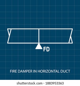 Symbol of Fire Damper in Horizontal Duct Vector illustration Symbol of Mechanical System