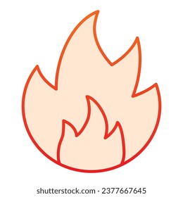 Símbolo del icono de la línea de gradiente de fuego. Pictograma de estilo de contorno de signo de precaución inflamable sobre fondo blanco. Señal de advertencia de fuego o llama para concepto móvil y diseño web. Gráficos vectoriales
