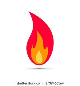 Symbol of fire isolated on the white background. Vector flame icon. Flat style