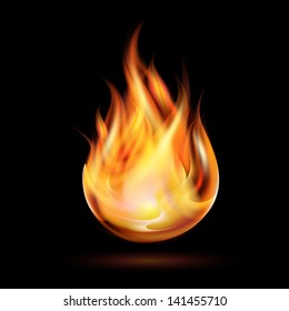 Symbol of fire on dark background. Vector illustration