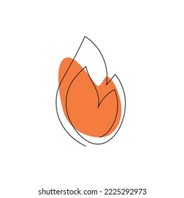 Símbolo de fuego. Dibujo de una línea, minimalismo. Ilustración vectorial.
