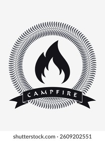 Symbol of Fire. Sign and Label Campfire. Flame Icon – Vector Symbol