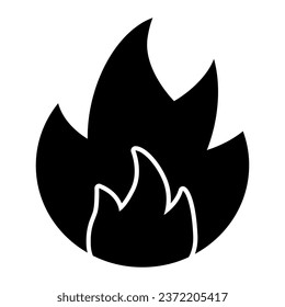 Symbol of fire solid icon. Flammable caution sign glyph style pictogram on white background. Fire or flame warning sign for mobile concept and web design. Vector graphics