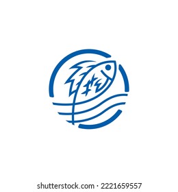 Symbol Fish Logo With Circle, Marine Life Icons