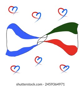 Symbol of the flag of the country at war of the middle east Israel and Iran have hearts with the colors of two countries.