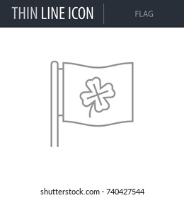 Symbol of Flag. Thin line Icon of Saint Patrick Day. Stroke Pictogram Graphic for Web Design. Quality Outline Vector Symbol Concept. Premium Mono Linear Beautiful Logo
