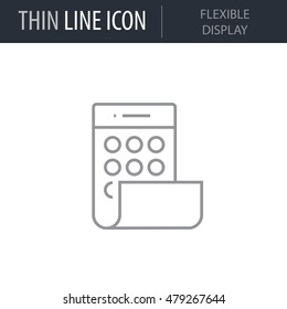 Symbol of Flexible Display Thin line Icon of Future Technology. Stroke Pictogram Graphic for Web Design. Quality Outline Vector Symbol Concept. Premium Mono Linear Beautiful Plain Laconic Logo.