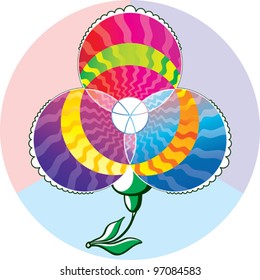 symbol. flower. An abstract flower consists of three bright areas, combined with each other.