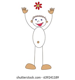 Symbol of a flower with a cheerful human vector EPS10