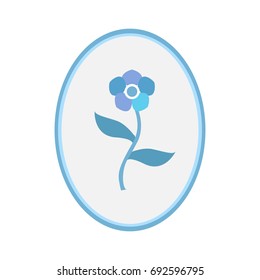 Symbol of Flower in modern blue. Vector Illustration. Vector Illustration. Modern Minimalism. Appropriate for love, Valentine, Beauty, Fashion, Pharmaceutics, Hygiene, Apothecary themes, etc.