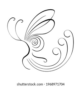 Elementos de dibujo de línea continua de mariposa abstracta volando aislados en fondo blanco para logotipo o elemento decorativo. Ilustración en el estilo de diseño del contorno.