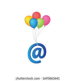 symbol at flying with balloon vector