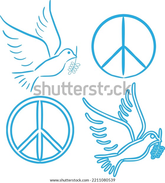 Symbol Flying Bird Peace Sign Line Stock Vector (Royalty Free ...