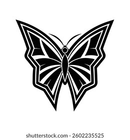 the symbol of a flying blue stylized butterfly vector