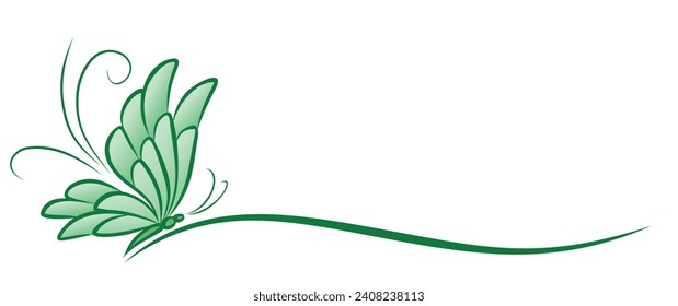 The symbol of a flying green stylized butterfly.
