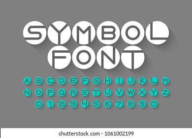 Symbol font, letters and numbers vector illustration