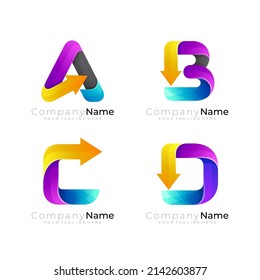 Symbol font logo with arrow design combination, colorful style, up