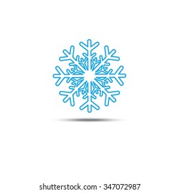 Symbol forming snowflake blue colored on isolated background. Snowflake vector icon. Background for winter and christmas theme. Single snowflakes flat, simple shape