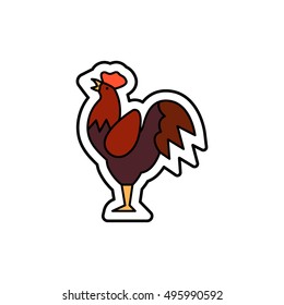 The symbol of the forthcoming New year - rooster vector icon. Christmas and New Year celebration topic.