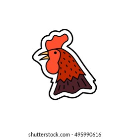The symbol of the forthcoming New year - rooster vector icon. Christmas and New Year celebration topic.
