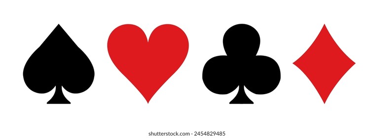 symbol of Four cards suits, spades, hearts, diamonds and clubs. 