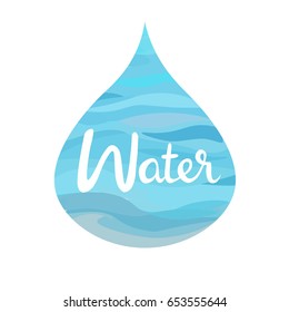 symbol of The Four Elements with lettering.Water splash,water drop,water puddle. isolated on white vector illustration