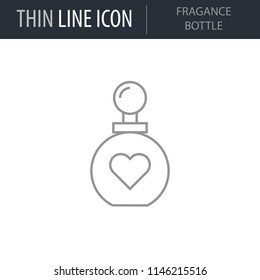 Symbol of Fragance Bottle. Thin line Icon of Saint Valentin Lineal. Stroke Pictogram Graphic for Web Design. Quality Outline Vector Symbol Concept. Premium Mono Linear Beautiful Plain