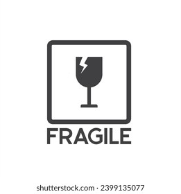 symbol of fragile, handle with care, vector stock.