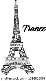 Symbol of France in the form of an iron painted Eiffel tower
