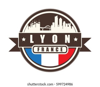 Symbol, French city, with abstract skyline, Lyon, vector illustration