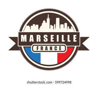 Symbol, French city, with abstract skyline, Marseille, vector illustration