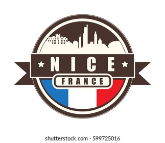 Symbol, French city, with abstract skyline, Nice, vector illustration