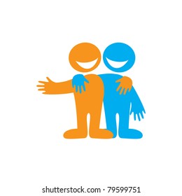 Symbol of friendship. Icon Happy friends. Vector sign.