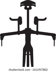 Symbol in front side of time trial speed bicycle isolated in with background