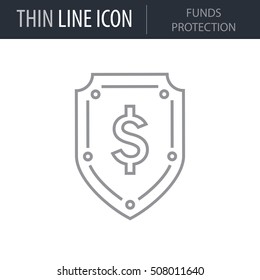 Symbol of Funds Protection Thin line Icon of Business. Stroke Pictogram Graphic for Web Design. Quality Outline Vector Symbol Concept. Premium Mono Linear Beautiful Plain Laconic Logo