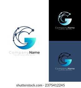 Symbol G logo with line technology design, simple style, line