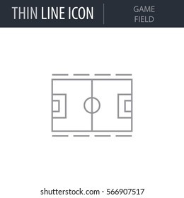 Symbol of Game Field. Thin line Icon of Sport Attributes. Stroke Pictogram Graphic for Web Design. Quality Outline Vector Symbol Concept. Premium Mono Linear Beautiful Plain Laconic Logo