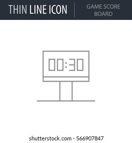 Symbol of Game Score Board. Thin line Icon of Sport Attributes. Stroke Pictogram Graphic for Web Design. Quality Outline Vector Symbol Concept. Premium Mono Linear Beautiful Plain Laconic Logo
