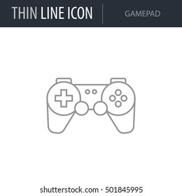 Symbol of Gamepad Thin line Icon of Video Game Elements. Stroke Pictogram Graphic for Web Design. Quality Outline Vector Symbol Concept. Premium Mono Linear Beautiful Plain Laconic Logo.