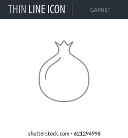 Symbol of Garnet. Thin line Icon of Food. Stroke Pictogram Graphic for Web Design. Quality Outline Vector Symbol Concept. Premium Mono Linear Beautiful Plain Laconic Logo