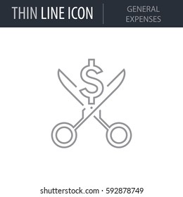 Symbol of General Expenses. Thin line Icon of Icons Of Startup And Development. Stroke Pictogram Graphic for Web Design. Quality Outline Vector Symbol Concept. Premium Mono Linear Beautiful Plain