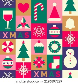 Symbol geometric elements seamless pattern design for christmas and new year celebration.