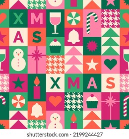 Symbol geometric elements seamless pattern design for christmas and new year celebration.