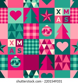 Symbol geometric elements seamless pattern design for christmas and new year celebration.