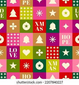 Symbol geometric elements seamless square pattern design for christmas and new year celebration.