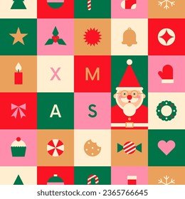 Symbol geometric elements with square pattern design for christmas and new year celebration.
