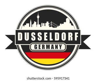 Symbol, German city, with abstract skyline, Dusseldorf, vector illustration
