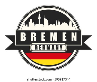 Symbol, German city, with abstract skyline, Bremen, vector illustration