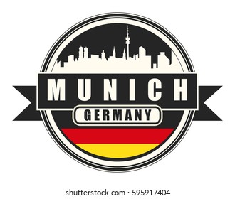 Symbol, German city, with abstract skyline, Munich, vector illustration