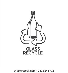 symbol of glass recycle, bottle glass recycle, vector art.